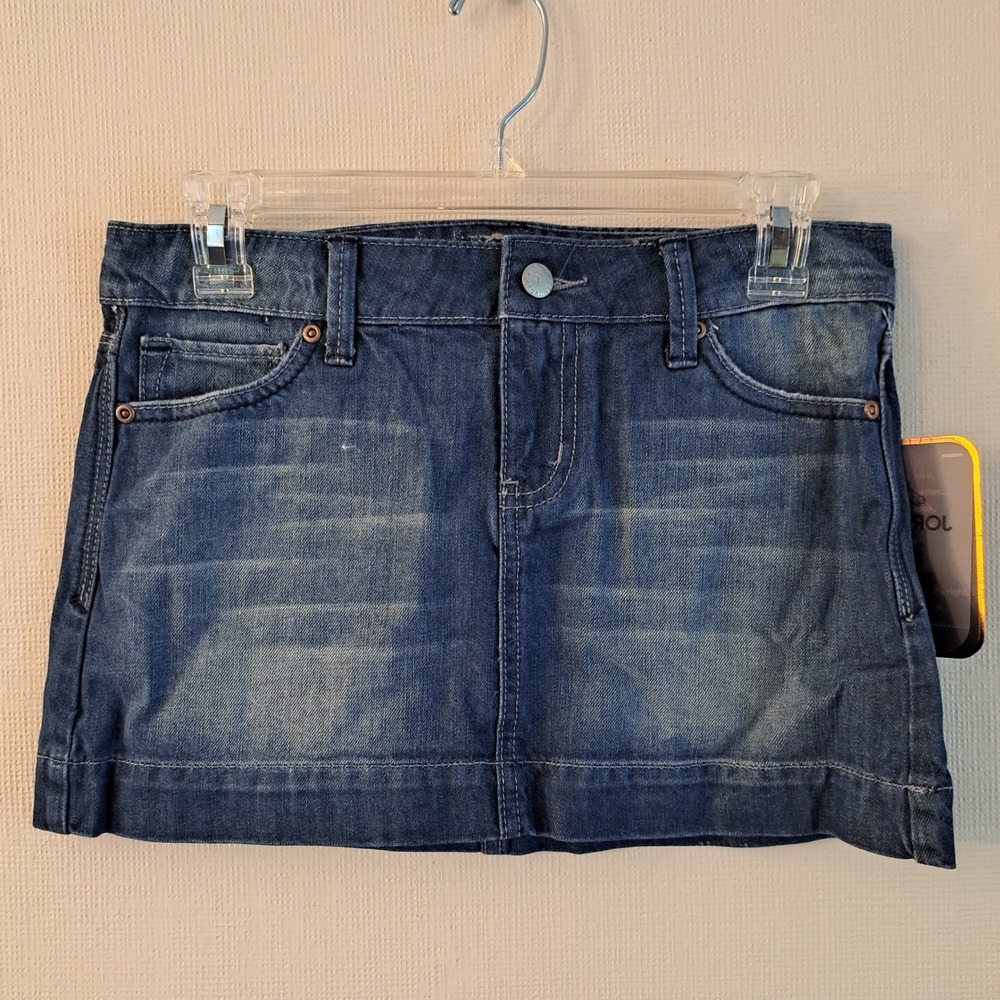 Jordache Denim Mini Skirt Womens 25 Dark NWT Embroidered Low Rise  1328-442